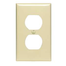 Leviton 021-80703-00I 1-Duplex Receptacle Standard Size Wall Plate, 1 Gang, 4-1/2 in L X 2-3/4 in W 0.215 in T, Ivory