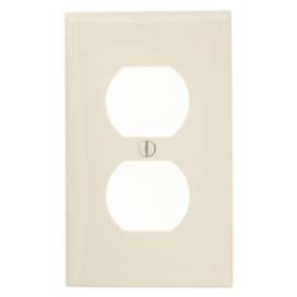 Leviton 80703-NT Standard-Size Duplex Receptacle Wallplate, 1-Gang, Nylon, Light Almond
