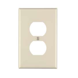 Leviton 021-00PJ8-00I 1-Duplex Receptacle Midway Size Wall Plate, 1 Gang, 4-7/8 in L X 3-1/8 in W 0.255 in T, Ivory