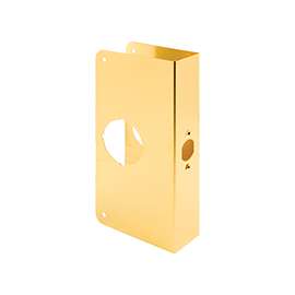 Prime-Line U 9548 Lock and Door Reinforcer, 2-3/8 in Backset, 1-3/4 in Thick Door, Brass
