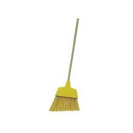 Angled Brooms, Flagged-Tip Plastic, 42 in Wood Handle