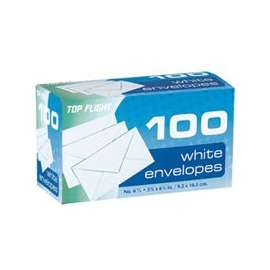 Top Flight 6900312 Envelope, 3-5/8 in x 6-1/2 in, White