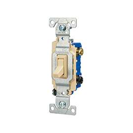 Eaton Wiring Devices C1303-7LTV-L Toggle Switch, 120 V, Wall Mounting, Polycarbonate, Ivory