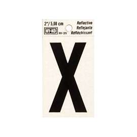 HY-KO RV-25/X Reflective Letter, Character X, 2 in H Character, Black Character