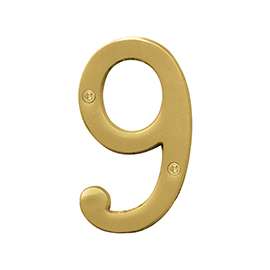HY-KO Prestige BR-43BB/9 House Number, Character 9, 4 in H Character, Brass Character