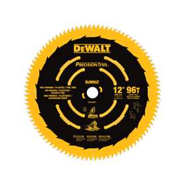 DeWALT PRECISIONTrim DW7296PT Saw Blade, 12 in Dia, Carbide Cutting Edge, 1 in Arbor, Carbide