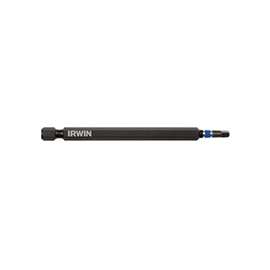 IRWIN 1837481 Power Bit, #2 Drive, Square Recess Drive, 1/4 in Shank, Hex Shank, S2 Steel