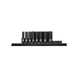 IRWIN 1877481 SAE Impact Socket Rail Set, 8 Pieces, 3/8 in Square Drive, 6 Points