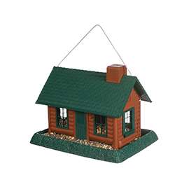 North States 9063 Hopper Bird Feeder, Log Cabin, 8 lb Seed, Plastic, Green