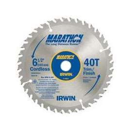 IRWIN MARATHON 14023 Circular Saw Blade, 6-1/2 in Dia, Carbide Cutting Edge, 5/8 in Arbor, Steel