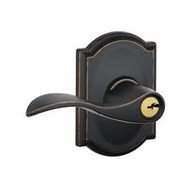 Schlage Accent F51A VACC716CAM Entry Lever Lockset, Keyed Different Key, 2 Grade, Brass, Aged Bronze