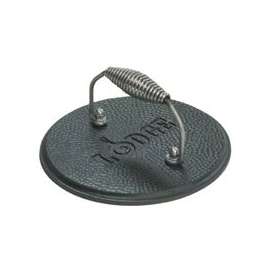 Lodge LGPR3 Grill Press, Round, 7-1/2 in L, 7-1/2 in W, 3-1/2 in H, Iron
