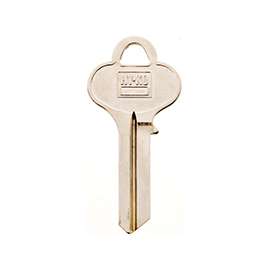 Hy-Ko 11010LO1 Key Blank, 2 in L x 0.98 in W, Brass, Nickel Plated