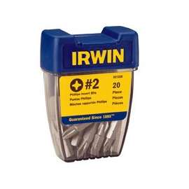 IRWIN Pro-Pak 357320 Insert Bit, #2 Drive, Phillips Drive, 1/4 in Shank, Hex Shank, S2 Steel