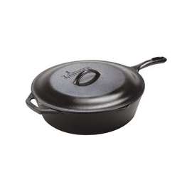 Lodge L8CF3 Seasoned Covered Deep Skillet, 10-1/4 in Dia, Iron, Black