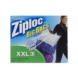 Ziploc Big Bag 71598 Flexible Tote, 20 gal Capacity, Zipper Closure, Plastic, Clear