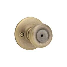 Kwikset 300T 5 CP RCL RCS Privacy Door Knob, 1-3/8 to 1-3/4 in Thick Door, Antique Brass