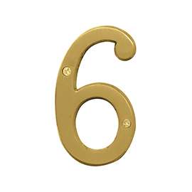 HY-KO Prestige BR-43BB/6 House Number, Character 6, 4 in H Character, Brass Character