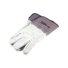 ForneyHide 55199 Welding Gloves, L, Gauntlet Cuff, Wing Thumb, 12-1/4 in L, Blue/Gray, Leather Palm
