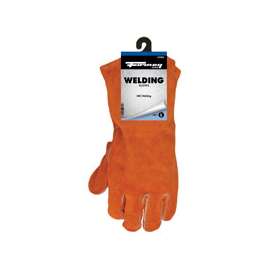 ForneyHide 55206 Welding Gloves, L, Gauntlet Cuff, Wing Thumb, Orange, Leather Palm