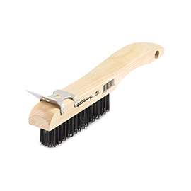 Forney 70512 Scratch Brush with Scraper, Shoe Handle, Carbon Steel Bristle