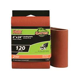 Gator 3185 Sanding Belt, 120-Grit, Fine, 24 in L, 4 in W, Aluminum Oxide