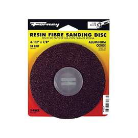 Forney 71667 Sanding Disc, 24-Grit, Extra Coarse Grade, Aluminum Oxide, 7/8 in Arbor, 4-1/2 in Dia