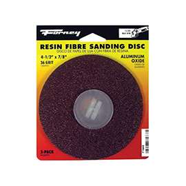 Forney 71668 Sanding Disc, 36-Grit, Extra Coarse Grade, Aluminum Oxide, 7/8 in Arbor, 4-1/2 in Dia