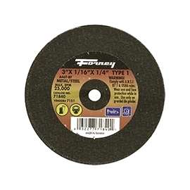 Forney 71840 Cut-Off Wheel, 46-Grit, Medium, Aluminum Oxide, 3 in Dia
