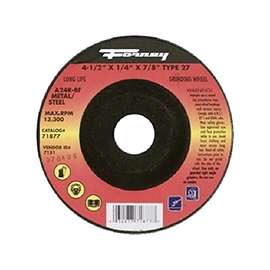 Forney 71877 Depressed Center, Type 27 Grinding Wheel, 7/8 in Arbor, 24-Grit, Aluminum Oxide, 4-1/2 in Dia