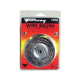 Forney 72742 Wire Wheel Brush, 0.012 in Dia Bristle, 1/2 in Arbor/Shank, 4 in Dia