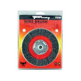 Forney 72750 Wire Bench Wheel Brush, 0.014 in Dia Bristle, 1/2 to 5/8 in Arbor/Shank, 6 in Dia