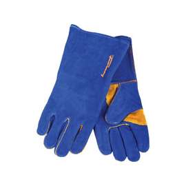 ForneyHide 53423 Welding Gloves, XL, Gauntlet Cuff, Reinforced Crotch Thumb, Blue, Leather Palm
