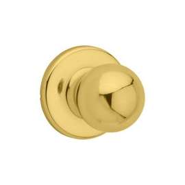 Kwikset 200P3CPRCLRCS Door Knob, 2-1/4 in Strike, 1-3/8 to 1-3/4 in Thick Door, Polished Brass