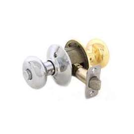 Schlage Plymouth F40 PLY 605 X 625 Privacy Door Knob Set, 1-3/8 to 1-3/4 in Thick Door, Brass, Chrome