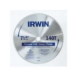 IRWIN 21840ZR Circular Saw Blade, 7-1/4 in Dia, HCS Cutting Edge, 5/8 in Arbor, HCS