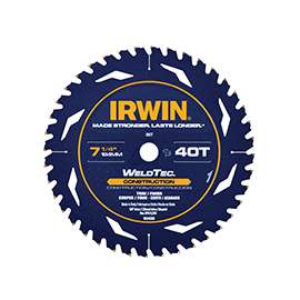 IRWIN 1934299 Circular Saw Blade, 7-1/4 in Dia, Carbide Cutting Edge, 5/8 in Arbor
