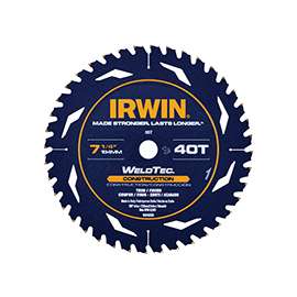 IRWIN 1934298 Circular Saw Blade, 7-1/4 in Dia, Carbide Cutting Edge, 5/8 in Arbor