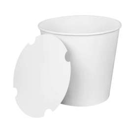 Food Bucket with Lid, 170 oz, 8.9" Dia x 8.36"h, White, Paper, 150/Carton