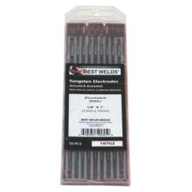 Zirconiated Ground Tungsten Electrodes, 1/8 in Dia, Zirconiated Ground, 7" Long