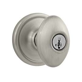 Kwikset Signature Series 740L-15 Keyed Entry Knob, 1-3/8 to 1-3/4 in Thick Door, Metal, Satin Nickel