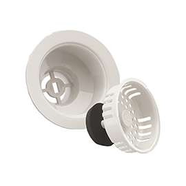Keeney Color Line K1442WH Basket Strainer with Fixed Post, 4-7/16 in Dia, Plastic