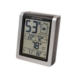 AcuRite 00215CA Temperature and Humidity Monitor, LCD Display, 32 to 122 deg F, 16 to 98 %