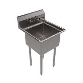 Stainless Steel Sink and Faucet Bundle, Sink/Faucet/Faucet Mounting Kit/Drain, 18" L x 18" W x 14" D