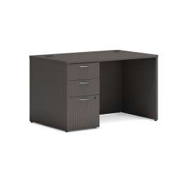 Mod Single Pedestal Desk Bundle, 48" x 30" x 29", Slate Teak