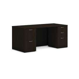 HON Mod L-Station Single Pedestal Desk Bundle, 60" x 72" x 29", Slate Teak