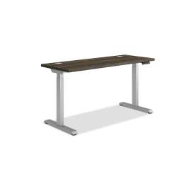 Coordinate Height Adjustable Desk Bundle 2-Stage, 58" x 22" x 27.75" to 47", Florence WalnutSilver