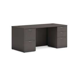 HON Mod L-Station Double Pedestal Desk Bundle, 60" x 72" x 29", Slate Teak