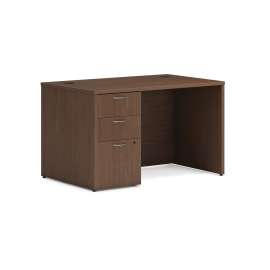 Mod Single Pedestal Desk Bundle, 48" x 30" x 29", Sepia Walnut