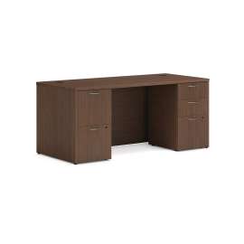 HON Mod L-Station Double Pedestal Desk Bundle, 60" x 72" x 29", Traditional Mahogany